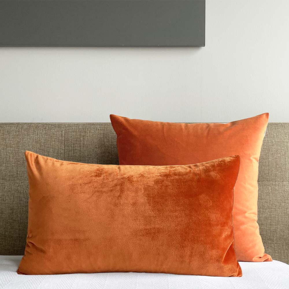 Orange velvet pillow outlet cover