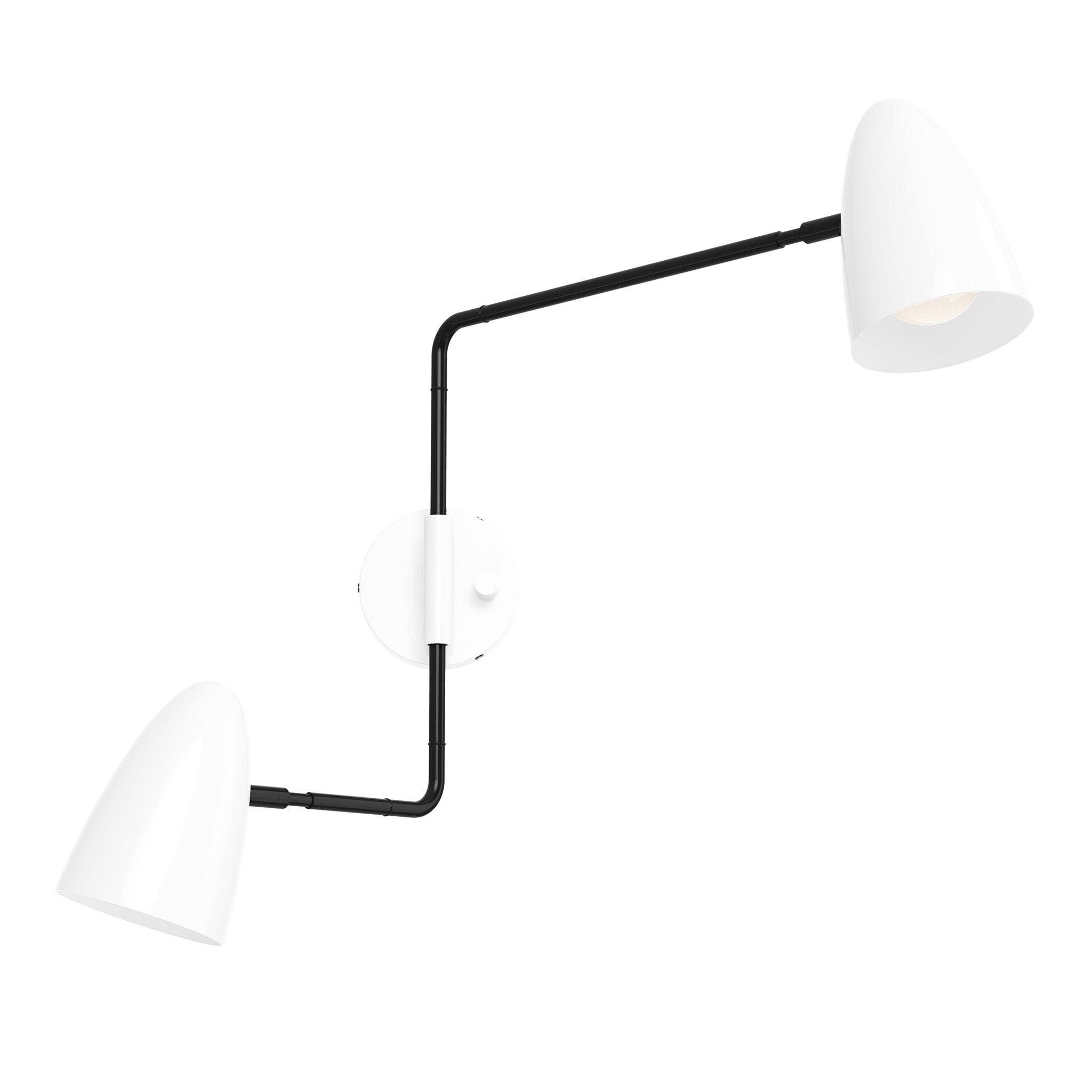 black white color boom double swing arm sconce dutton brown lighting