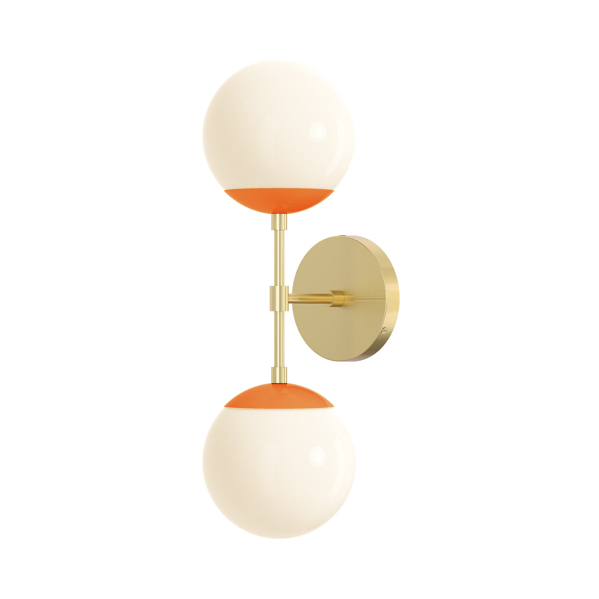 brass orange color cap double sconce 6" dutton brown lighting