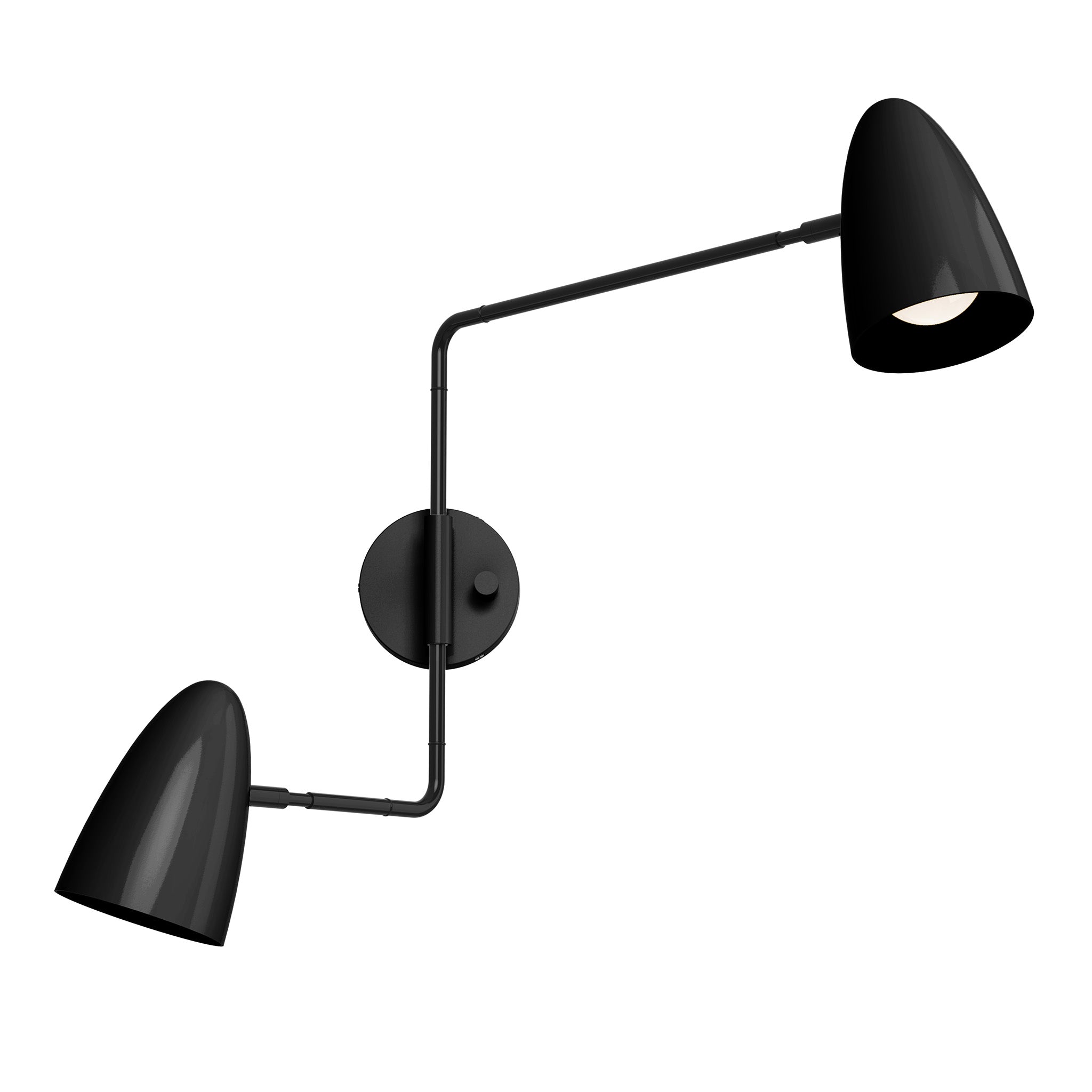 black black color boom double swing arm sconce dutton brown lighting