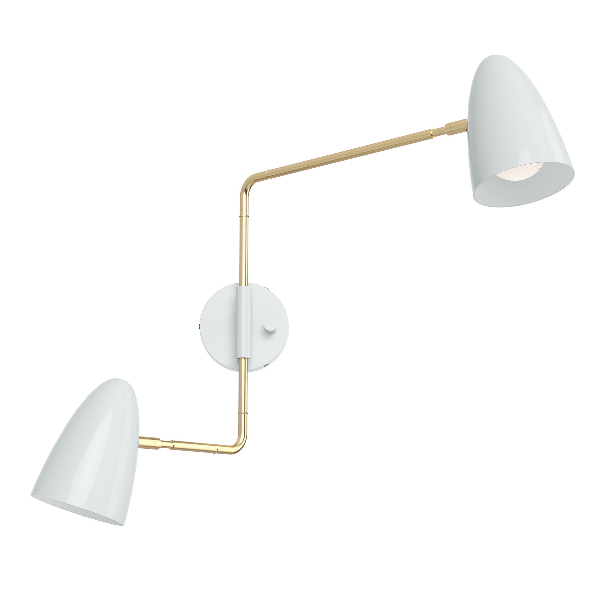 brass chalk color boom double swing arm sconce dutton brown lighting