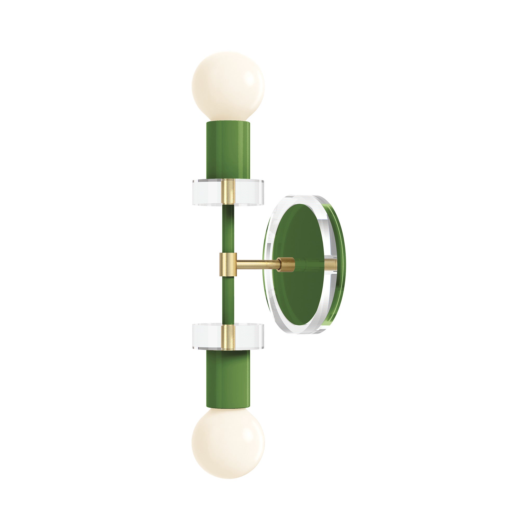 Brass and Pyhton Green Bianca Acrylic Wall Sconce 12" Dutton Brown Lighting