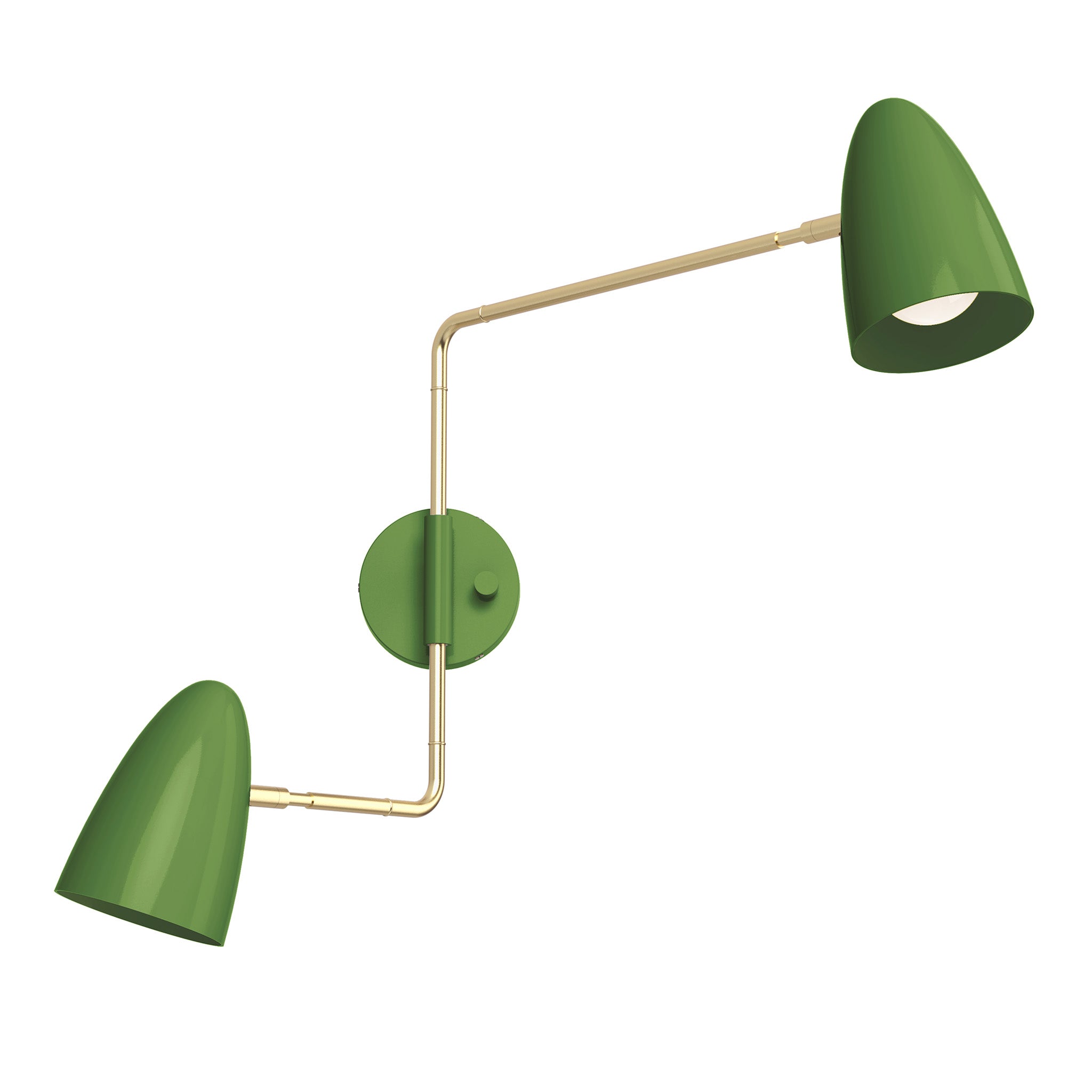 brass python green color boom double swing arm sconce dutton brown lighting