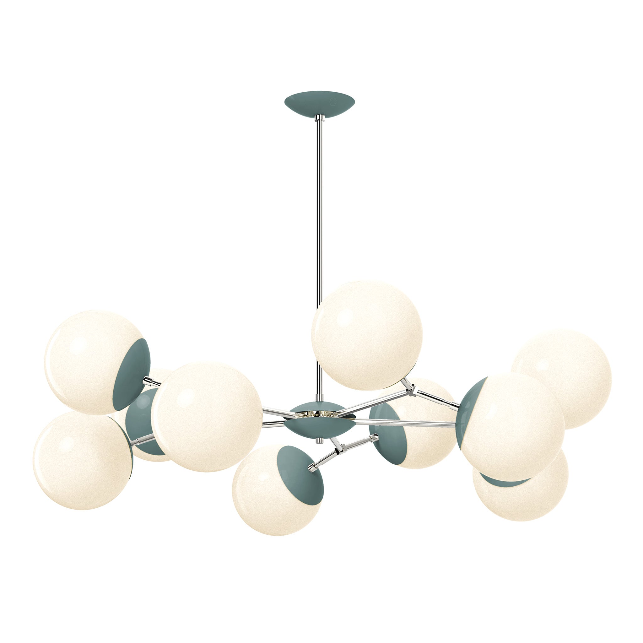 Nickel and lagoon color Crown chandelier 46" Dutton Brown lighting