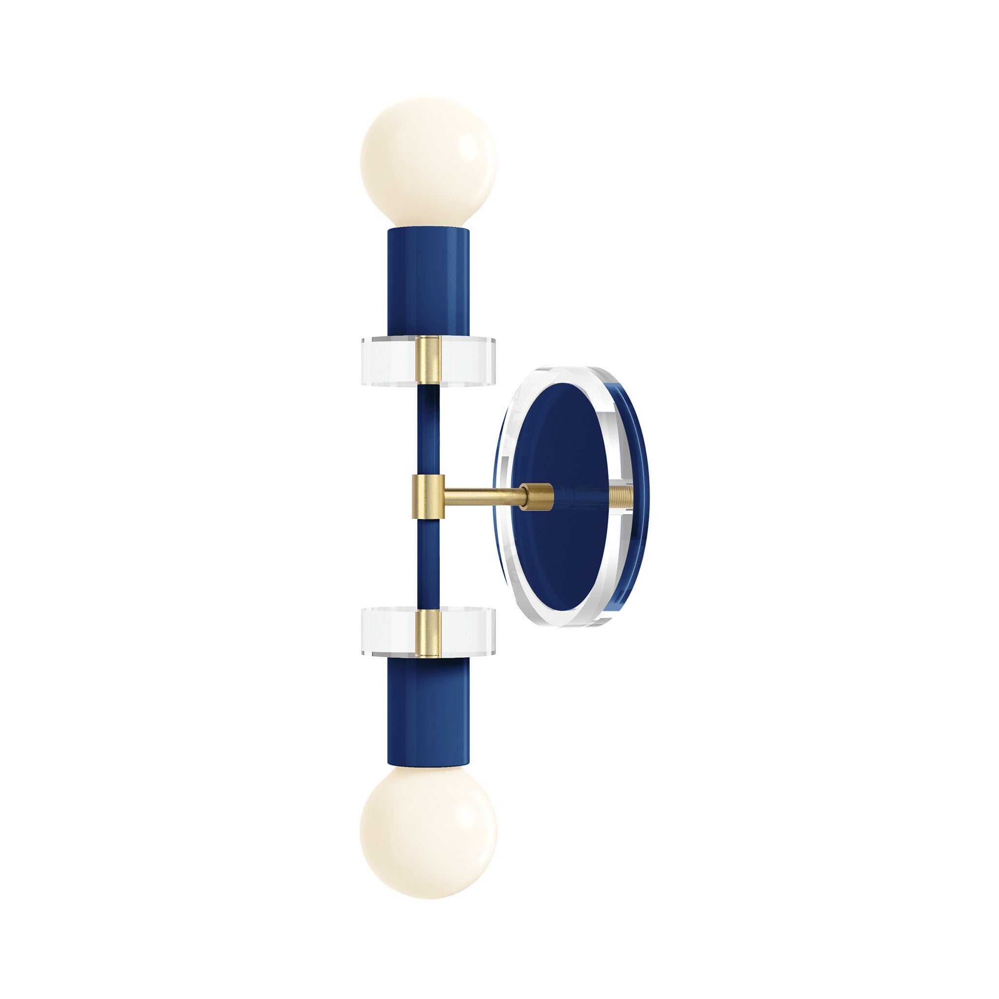 Brass and Cobalt Bianca Acrylic Wall Sconce 12" Dutton Brown Lighting