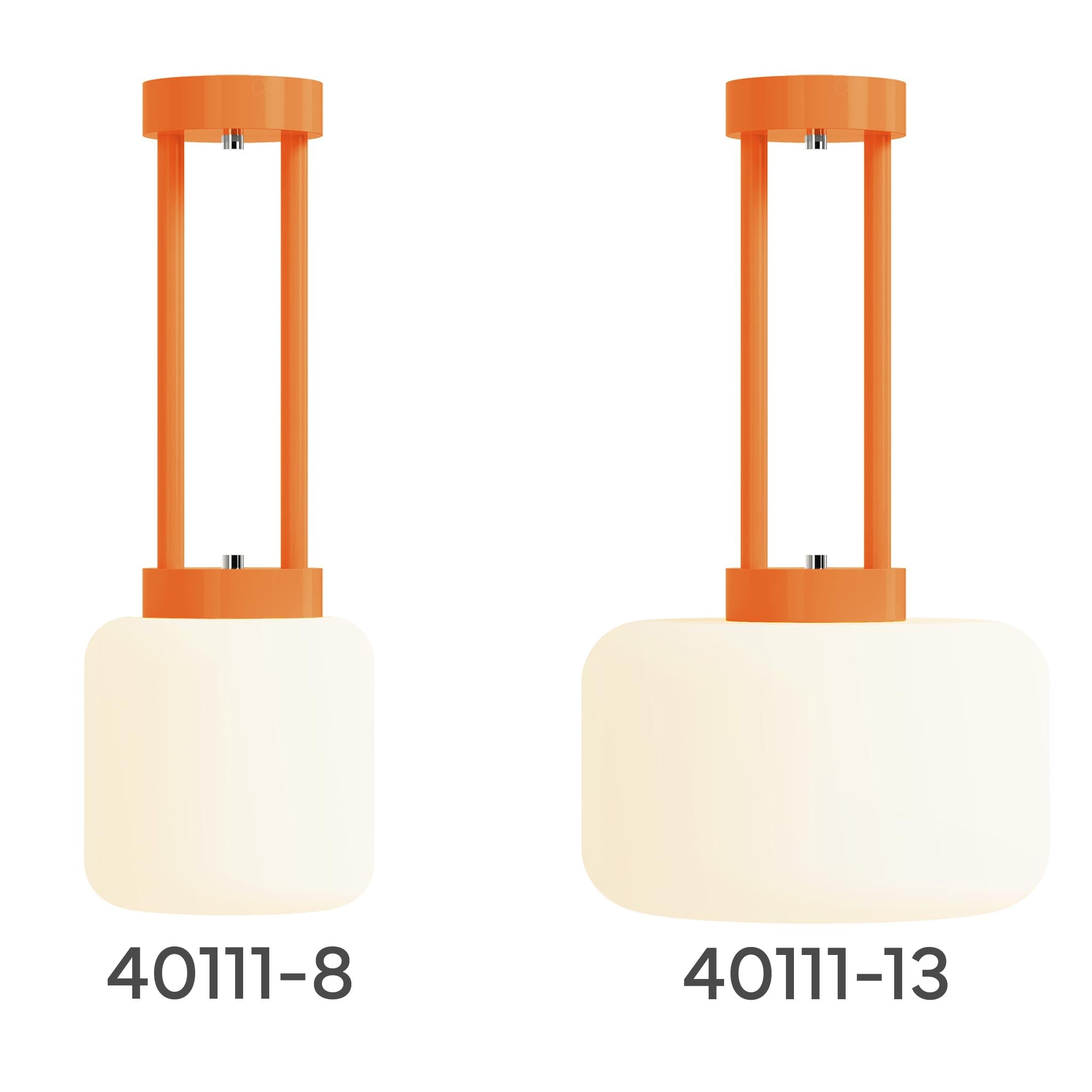 maxo pendant size comparison 8" vs. 13" lighting dutton brown